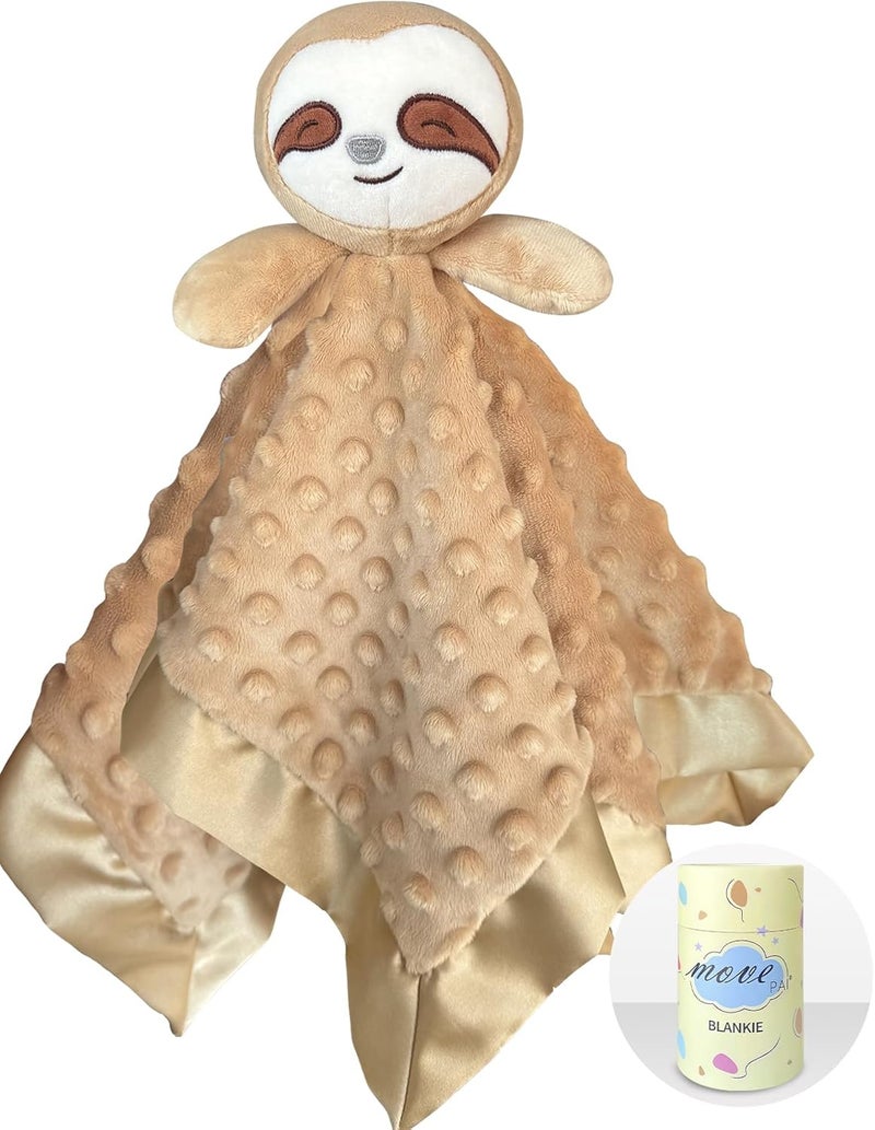 MOVEPAI Baby Security Blanket, Soft Baby Lovey Toy Blanket for Boys and Girls, Snuggle Toy Lovie Newborn Gift, Unisex Nursery Bed Blankets Sloth16 Inch - Image 1